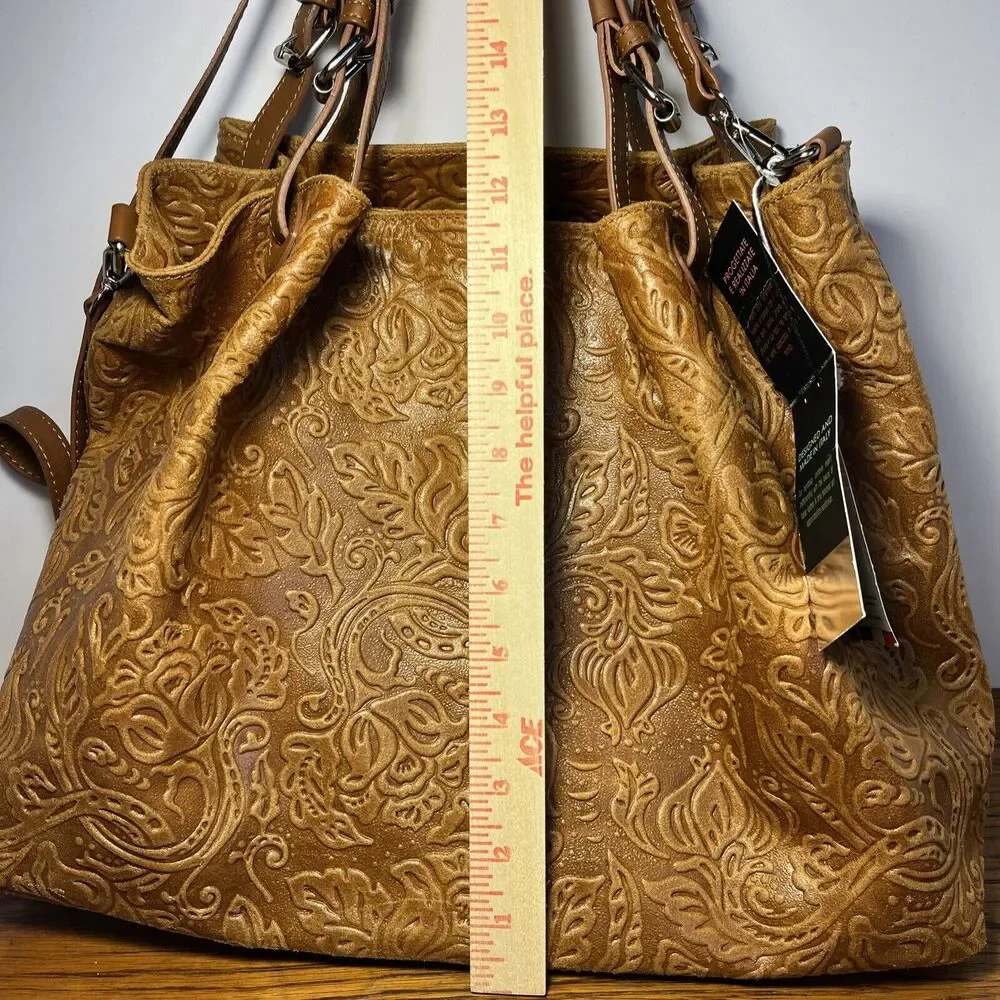 ISADORA‎ ITALY Cuoio Tooled Genuine Leather Large Tote Bag New with Tags